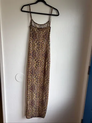 Pretty little thing leopard dress see through swim coverup long size 4 thumbnail 6