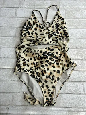 Aerie Women’s Leopard Print Wrap One-Piece Swimsuit pool Resort - size Small thumbnail 3