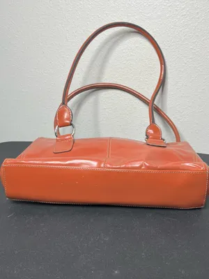 Y2K Vintage Burnt Orange Leather Silver Hardware Large Shoulder Bag Preppy thumbnail 5