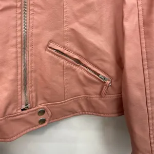 New Look women's mauve pink faux leather zip‎ collared pocket lined jacket large thumbnail 5