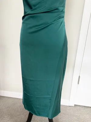 Lulu’s Hollywood Woman Forest Green Satin Midi Dress Size Small thumbnail 4