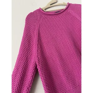 Lauren Ralph Lauren Pink Cotton Waffle Knit Sweater Size Medium Preppy Chic thumbnail 10
