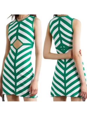 Staud bondi chevron print sleeveless cut out knit mini dress size S thumbnail 3