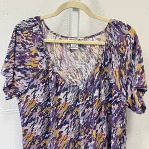 Vintage WinterSilks Silk Cotton Blend Abstract Print Scoop Neck Top T-shirt XL thumbnail 4