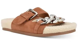 Marc Fisher Shoes Marc Fisher Fresno Natural Tan Shearling Sherpa‎ Slide Sandals thumbnail 1