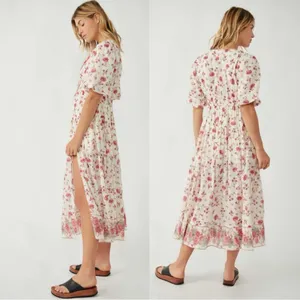 Free People Dainty Ethereal Cottage Floral Lysette Maxi Dress Medium Bohemian thumbnail 7