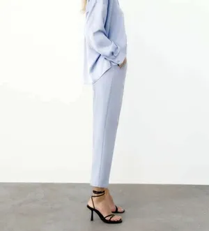 ZARA Light blue cropped pants thumbnail 3