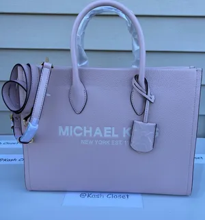 Michael Kors Mirella Medium Pebbled Leather Tote Bag - Powder Blush Multi thumbnail 1