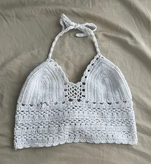 White Crochet Halter Top thumbnail 1