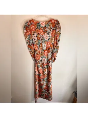 For Love & Lemons Long-Sleeve Floral Tie-Front Maxi Dress Size XS thumbnail 2