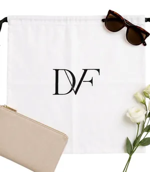 Diane von Furstenberg Large White Cotton Drawstring Dust Bag Logo Storage Bag thumbnail 1
