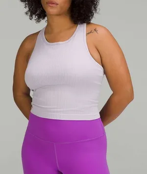 Lululemon Ebb To Street Cropped Racerback Tank Size 6 Lavender Yoga Studio Gym thumbnail 1