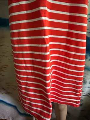 Old Navy Women’s Striped Orange & White Casual Tee Dress LG NWT thumbnail 8