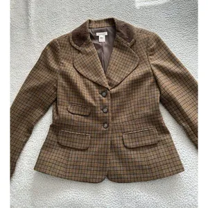 Sundance Catalog Wool Riding Jacket Blazer Brown Plaid Western Stud Collar Sz 6 thumbnail 6