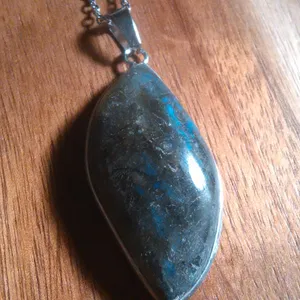 Malagasy Labradorite Stainless Steel Pendant Necklace thumbnail 4