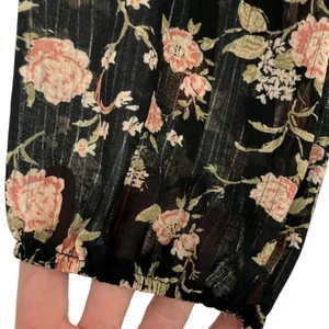 NWT Free‎ People New Final Rose Floral Ruched Cropped Blouse Top Black Sz Medium thumbnail 13