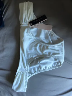 Victoria's Secret White Ruched Side Bikini Bottom Sz Sp thumbnail 3