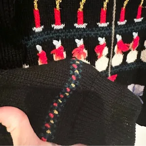 CT Crew Vintage Wool Christmas Sweater Women's Medium‎ Black Reindeer Snowman thumbnail 6
