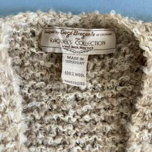 Vintage Gogo‎ Bregante Raquel's Collection Wool Open Front Cream Marl Cardigan thumbnail 4