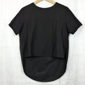 Alpha60 High Low Tunic Top Womens S Black Linen Cotton Lagenlook Minimalist Chic thumbnail 3