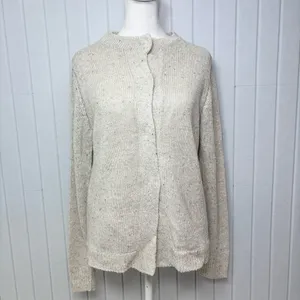 Lamberto Losani Linen Silk Blend Elegant Beige‎ Women's Cardigan Size S thumbnail 2