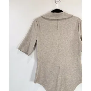 Reformation Womens Bodysuit Beige Rita Ribbed High Leg Button Down Henley XL thumbnail 8