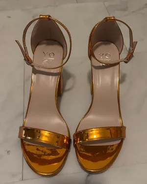 Yoki Women's Metallic Copper Ankle-Strap Heels thumbnail 1