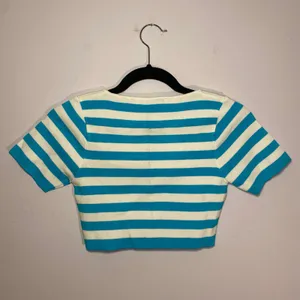 NWOT Zara Blue White Stripe Square Neck Cropped Top Going Out Women size Medium thumbnail 5