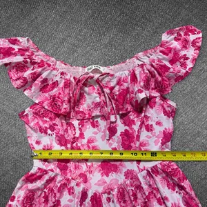 Grace Karin Pink Floral Ruffle Maxi Dress Size M thumbnail 7