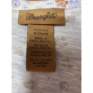 Wrangler Womens Floral Babydoll Top V-Neck Ruffle Cuff High Low Cream Small thumbnail 6