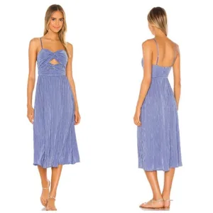 Song of Style Pleated Midi‎ Dress Women's Size XS Lapis Blue Wedding Guest thumbnail 8