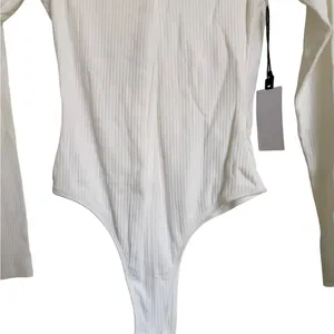 ASTR The Label White Ribbed Bodysuit With Cutout‎ Detail Small S NWT thumbnail 3