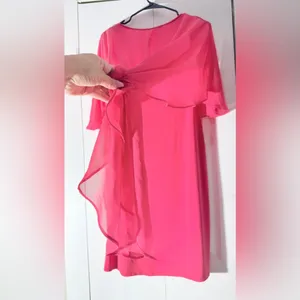 Glamour Nights Pink Popover Cape Sheath Dress Size 6 Chiffon Overlay thumbnail 2