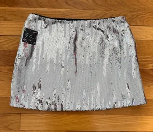 NASTY GAL Silver Sequin Mini Skirt Size Small - New with Tag thumbnail 1