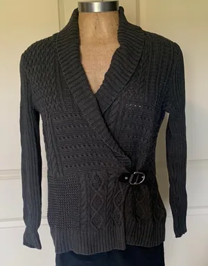 Ralph Lauren Gray Cardigan with Shawl Collar and Side Closure thumbnail 1