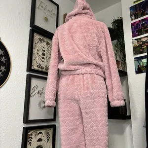 No Boundaries Pink Heart fuzzy hoodie and jogger set Size 00/XS thumbnail 3