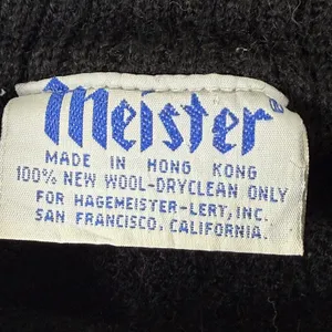 Meister Vintage 80s 100% Wool Black Abstract Embroidered Crew Neck Sweater Small thumbnail 2
