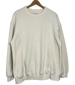 Aerie Sherpa Trim Sweatshirt Cream Crew Neck Long Sleeve Relaxed‎ Fit XS thumbnail 1