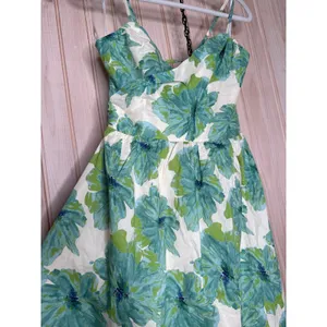 NWT Lulus Candria Cream and Green Floral Surplice Midi Dress Resort Party Size M thumbnail 4