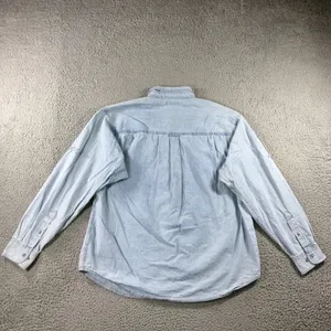 Faded Glory Vintage Denim Shirt Women XL Light Wash Button Up Workwear Chore Western Utility thumbnail 3