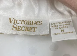 Vintage 90s Victorias Secret Gold Label 2 Piece Pajama Set Ivory Polka Dot NEW M thumbnail 8