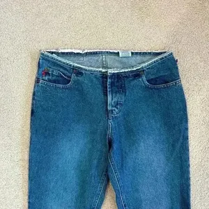 Mudd Blue Vintage Denim Frayed Waist Flared Jeans Mid Rise Cotton Size 7 Junior thumbnail 2