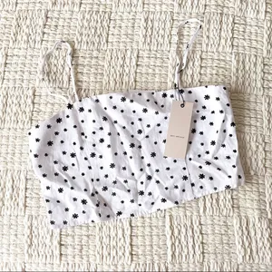 Bec + Bridge Petite‎ Fleur Linen Crop Top Ivory Black US 8 NWT thumbnail 2