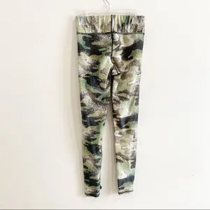 Terez Womens Metallic Green Camo Leggings Small Activewear Yoga Pants Camouflage thumbnail 6