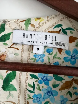 Hunter Bell Porter Dress Size 6 Floral Tile Puff Sleeve Tiered Mini Dress thumbnail 3
