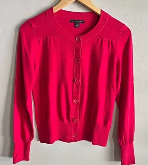 Banana Republic Y2K Hot Pink Fitted Button Cardigan Sweater Small thumbnail 1