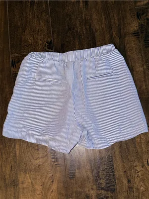 Amiani Blue and White Pinstriped Drawstring Shorts thumbnail 2