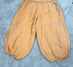 NWT By Anthropologie Embroidered Parachute Pants Linen Blend Boho Mango Mojito L thumbnail 9