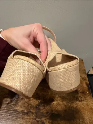🌸SCHUTZ🌸Neith Straw Wedge Sandal Beige Size: 10B thumbnail 6