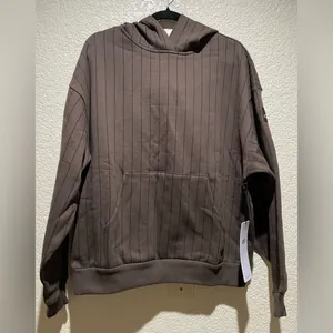 ALO Yoga NWT Pinstripe Hoodie Sweatshirt in Expresso Size M thumbnail 4